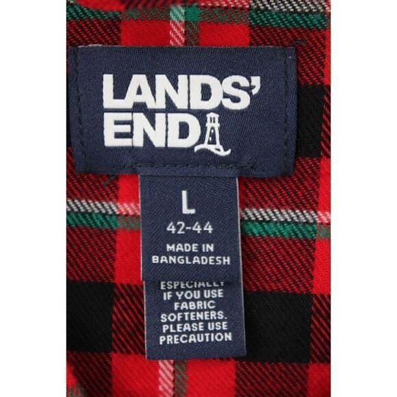 LAND'S END PAJAMAS RED PLAID TOP LARGE 42-44 PANTS L 36-38 - Picture 10 of 11